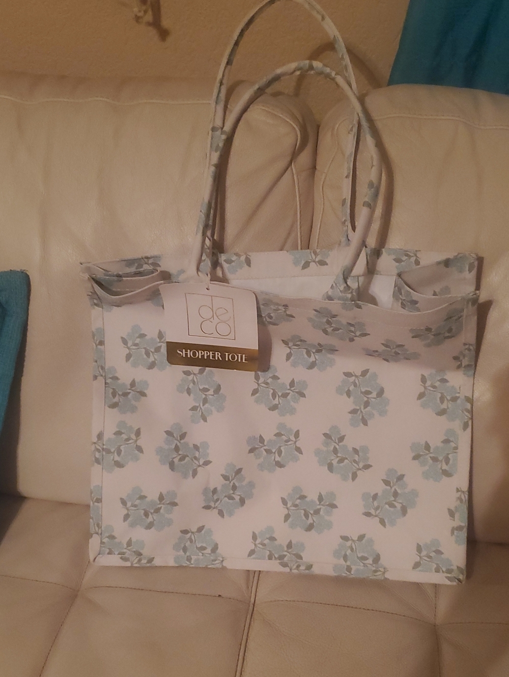 Shopper Tote Bag in Light Blue Floral